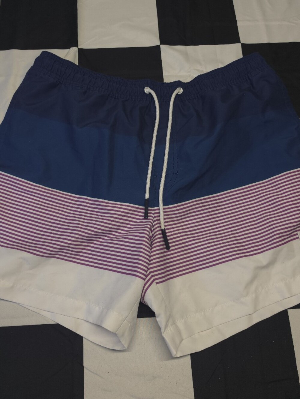 American Eagle Outfitters Blue Red White Striped Swim Trunks